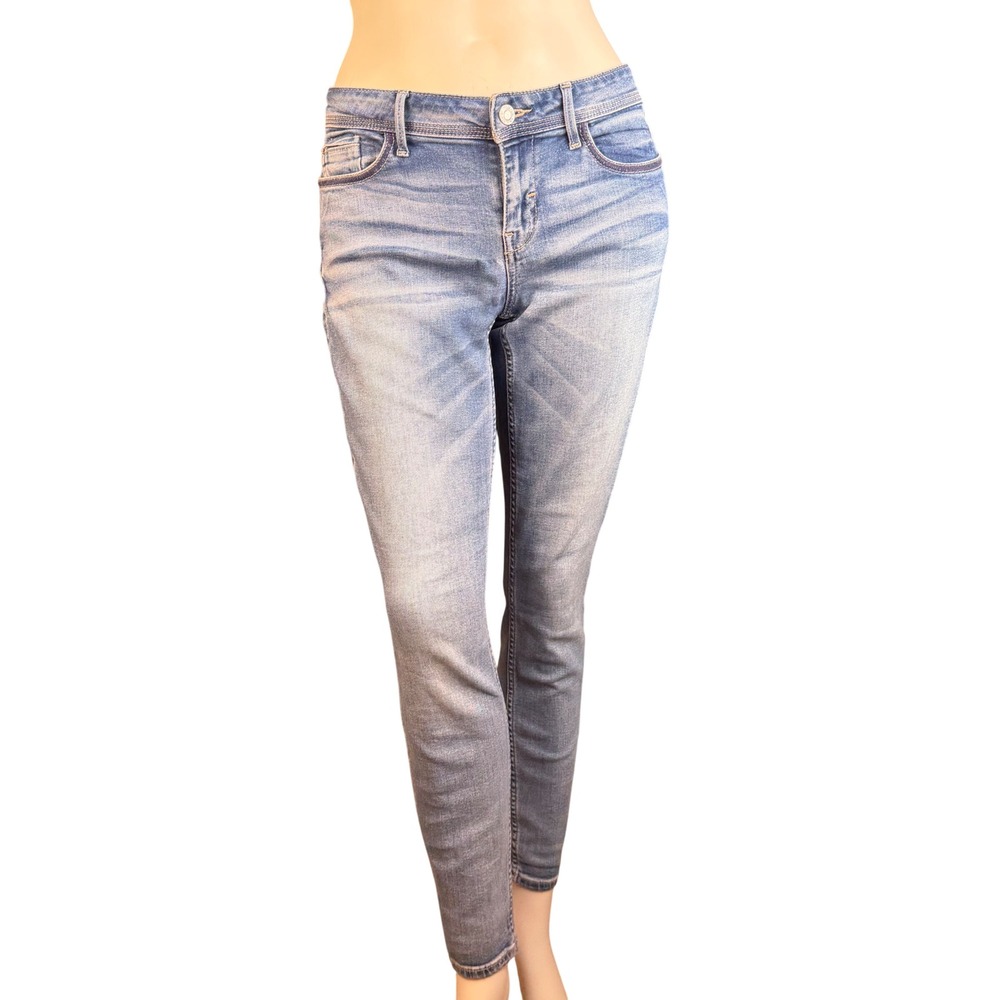 Guess 1981 Skinny Jeans Light Wash Whiskered Denim Y2K Streetwear Womens Sz 28